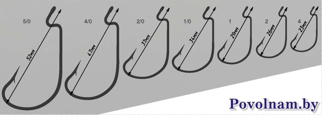 Крючки OFFSET WORM HOOK с размерами